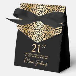 Caja Para Regalos 21st Birthday Gold Leopard Print Thank You 