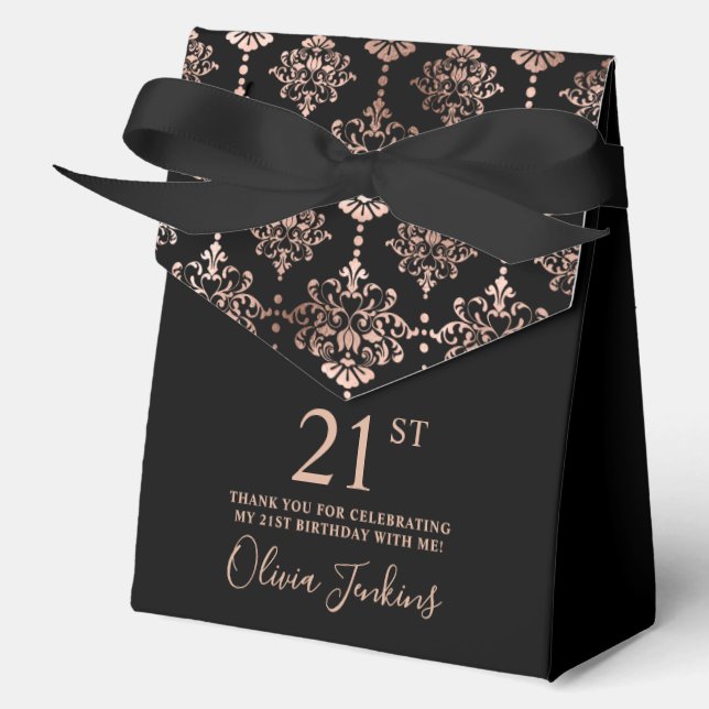 Caja Para Regalos 21st Birthday Rose Gold Elegant Thank You  (Anverso)