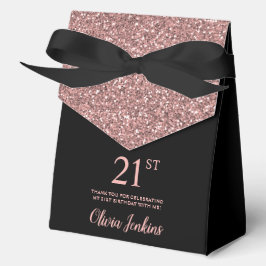Caja Para Regalos 21st Birthday Rose Gold Glitter Thank You