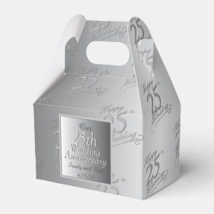Caja Para Regalos 25.º aniversario Boda Silvery