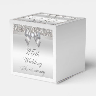 Caja Para Regalos 25° aniversario de Silver Boda Personalizado Graci