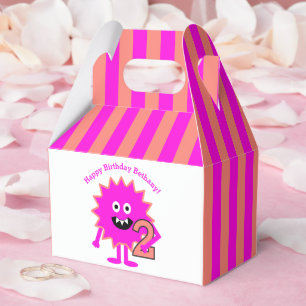 Caja Para Regalos 2.º cumpleaños Monstruo Rosado Caliente Chica Cute