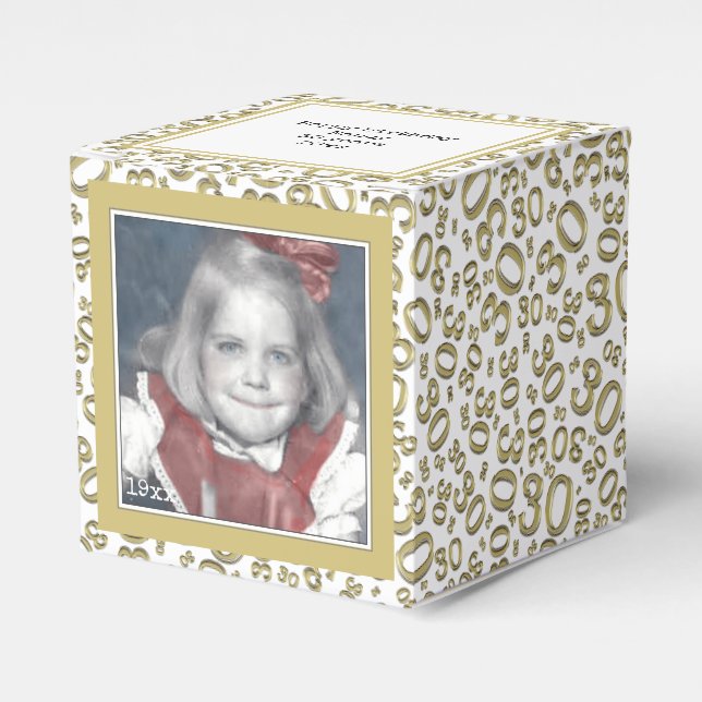 Caja Para Regalos 30.ª foto-Patrón de números dorado/blanco (Costado Anverso)