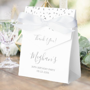 Caja Para Regalos 30.º Cumpleaños Elegante Plata Confetti Blanco