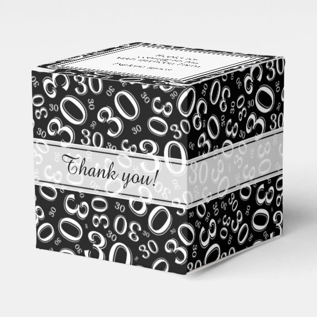 Caja Para Regalos 30.º patrón de número aleatorio blanco/negro de cu (Costado Anverso)