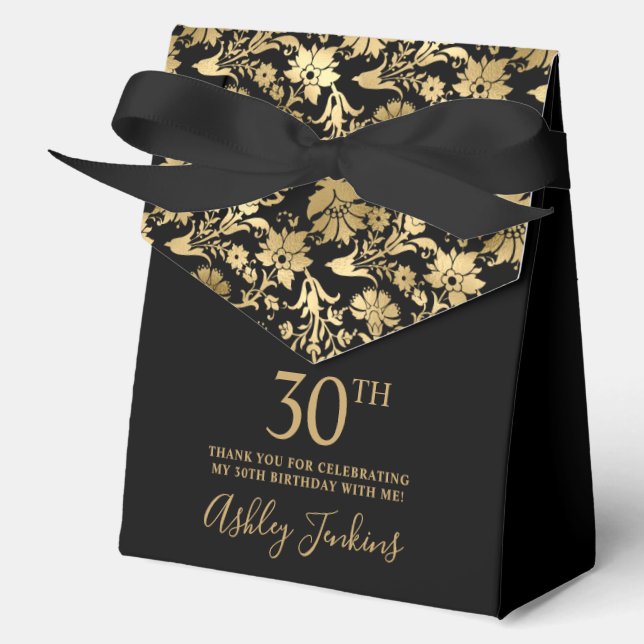 Caja Para Regalos 30th Birthday Gold Floral Thank You 