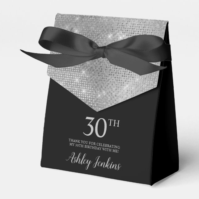 Caja Para Regalos 30th Birthday Silver Thank You Favor Box (Front Side)