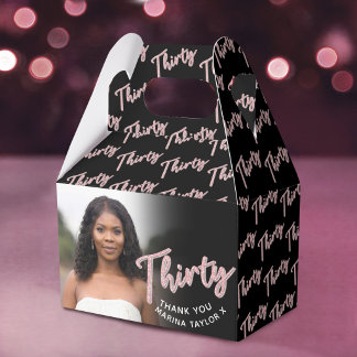 Caja Para Regalos 30th birthday Thirty script pink black photo