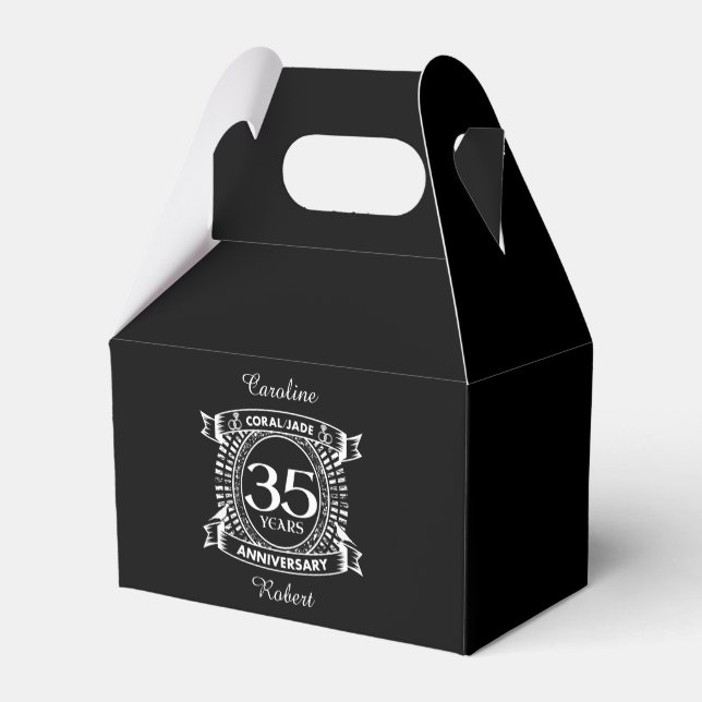 Caja Para Regalos 35° aniversario boda escudo Coral Jade (Reverso)