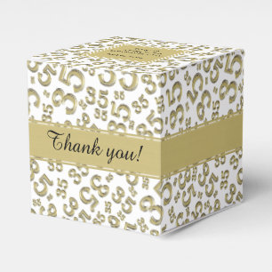 Caja Para Regalos 35to Oro del cumpleaños/modelo blanco del collage
