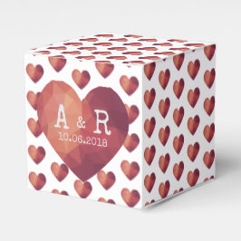 Caja Para Regalos 3.ª pareja de corazón rojo monogramas fecha de bod