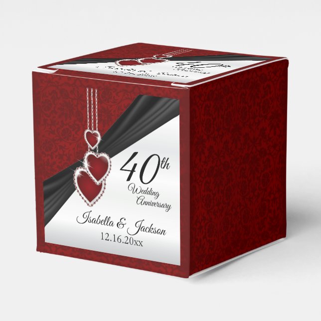 Caja Para Regalos 40.º Aniversario del Boda Ruby (Costado Anverso)
