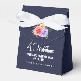 Caja Para Regalos 40 y texto fabuloso - acuarela Cumpleaños floral