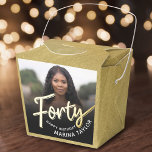 Caja Para Regalos 40th birthday Forty script gold black photo<br><div class="desc">Forty gold script and gold look two sided photo party favor boxes. Personalize this 40th birthday party script photo favor box with your own birthday girls name and photo of your birthday girl or boy. Other years and matching items are available and can be created by request. © Original design...</div>