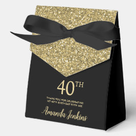 Caja Para Regalos 40th Birthday Gold Glitter Thank You