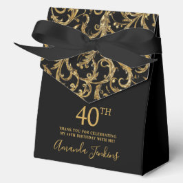 Caja Para Regalos 40th Birthday Gold Swirls Thank You 