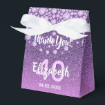Caja Para Regalos 40th birthday purple pink glitter thank you<br><div class="desc">An elegant, glamorous and girly 40th birthday favor bag. Purple and pink gradient colored faux glitter with faux diamond sprinkle. Templates for a name, age 40 and a date. Date of birth or the date of the party/anniversary. With the text: Thank You! White and light pink colored letters. The name...</div>