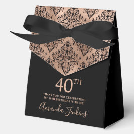 Caja Para Regalos 40th Birthday Rose Gold Damask Thank You 