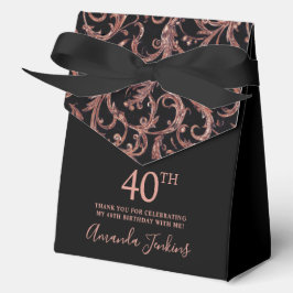 Caja Para Regalos 40th Birthday Rose Gold Swirls Thank You 