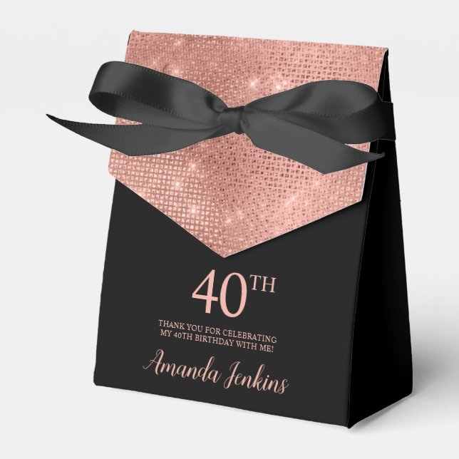 Caja Para Regalos 40th Birthday Rose Gold Thank You Favor Box (Front Side)