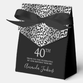 Caja Para Regalos 40th Birthday Silver Leopard Print Thank You