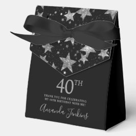 Caja Para Regalos 40th Birthday Silver Stars Thank You 