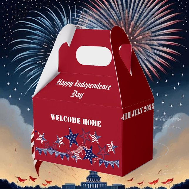 Caja Para Regalos 4 de julio Estrella Patriótica Bienvenida Soldado  (4th July Patriotic Star Welcome Home Soldier BBQ Favor Boxes)