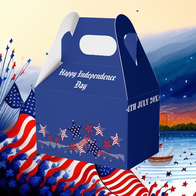 Caja Para Regalos 4 de julio Estrellas Patrióticas Bandera Americana (4th July Patriotic Stars American Flag BBQ Party Favor Boxes)