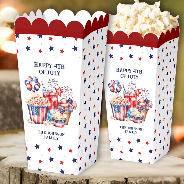 Caja Para Regalos 4 de julio Estrellas Patrióticas dulces palomitas (4th of July Patriotic Stars Sweets Popcorn Favor Boxes)