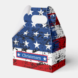 Caja Para Regalos 4 de julio Monograma Bandera Patriótica Americana