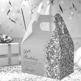 Caja Para Regalos 50º Cumpleaños Elegante de Plata
