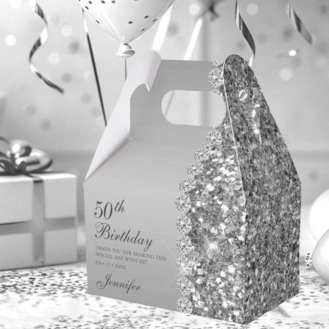 Caja Para Regalos 50º Cumpleaños Elegante de Plata (Subido por el creador)