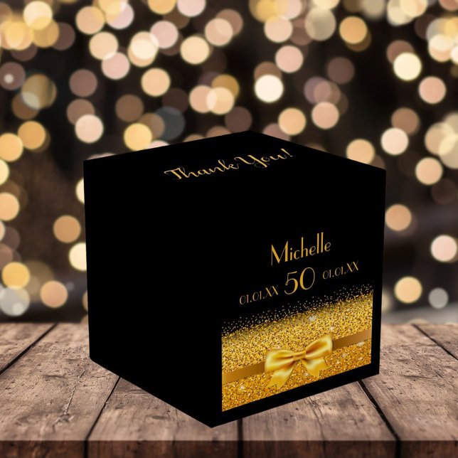 Caja Para Regalos 50.ª fiesta de cumpleaños oro negro gracias (Subido por el creador)