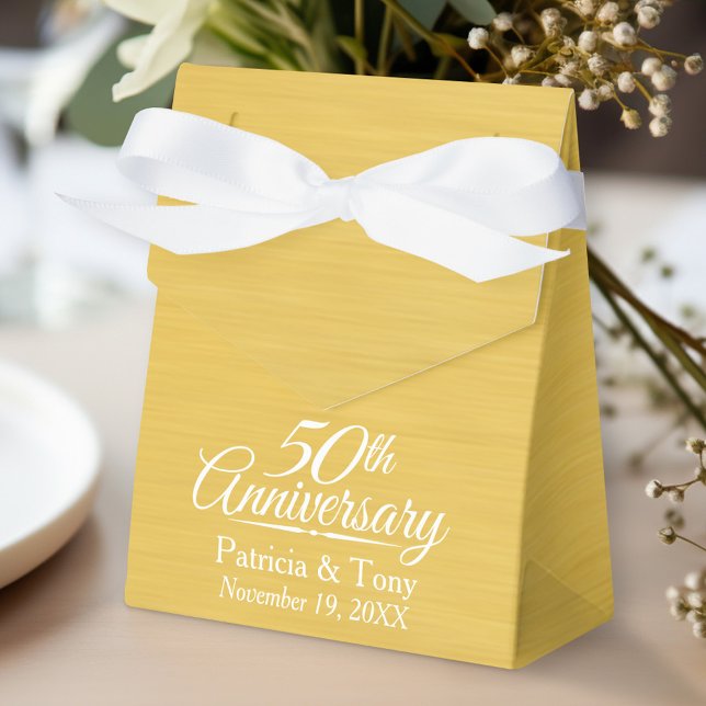Caja Para Regalos 50.º aniversario Boda de oro personalizado (Personalized Gift Favor Box - Wedding Anniversary)