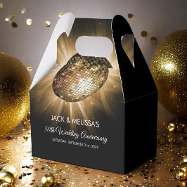 Caja Para Regalos 50.º Boda Fiesta Gold Disco Ball