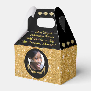 Caja Para Regalos 50.º cumpleaños Ideas Goodie Bag, negro y oro