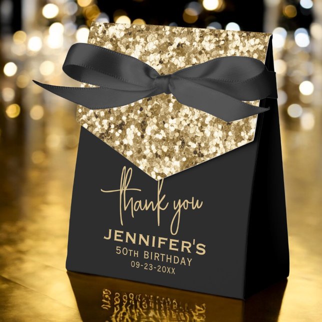 Caja Para Regalos 50.º Monograma Purpurina de oro de cumpleaños (Subido por el creador)