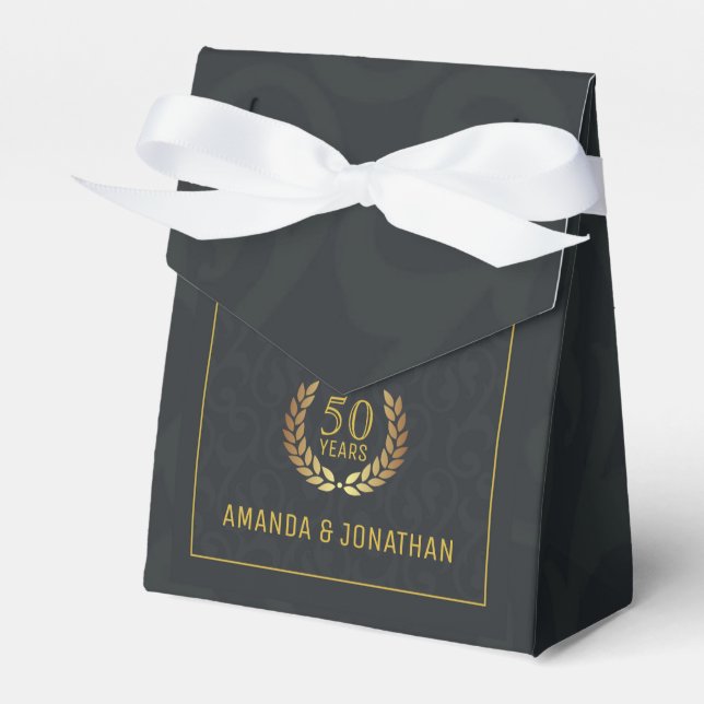 Caja Para Regalos 50.º Personalizable de Aniversario del Boda de Oro (Front Side)