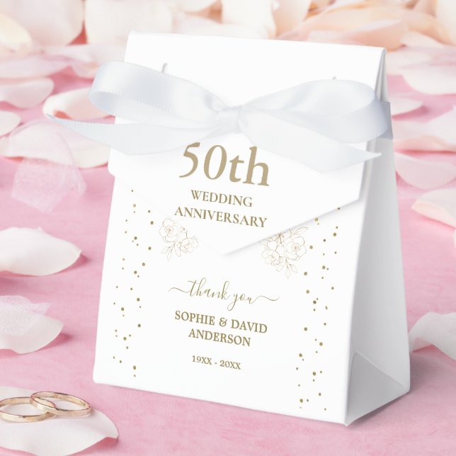 Caja Para Regalos 50° Aniversario del Boda de Luxury Gold Confetti (Boda)