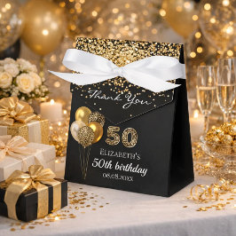 Caja Para Regalos 50 años leopardo de oro negro gracias