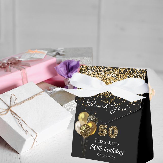 Caja Para Regalos 50 años leopardo de oro negro gracias (Subido por el creador)