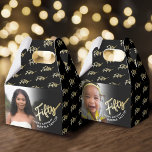 Caja Para Regalos 50° cumpleaños Cincuenta guiones de oro foto negra<br><div class="desc">Cincuenta guiones dorados efecto dos cajas favoritas del partido de la foto. Personalice este cuadro de favores de foto de guión de la fiesta de 50 años con su propio nombre de chicas de cumpleaños y dos fotos de su chica de cumpleaños o de su hijo uno a cada lado....</div>