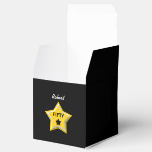 Caja Para Regalos 50.o Cumpleaños con el NEGRO acodado L02Z del ORO