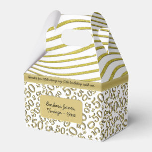Caja Para Regalos 50.o Oro del cumpleaños y modelo blanco del