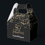 Caja Para Regalos 50 y fabuloso confetti de oro negro 50 cumpleaños<br><div class="desc">Presentamos nuestro "Gold, Black, and White Confetti 50 y Fabuloso 50th Birthday Favor Box" - una impresionante adición a cualquier celebración de cumpleaños. Inspirada en la elegancia del "dorado" cumpleaños, esta caja de favores presenta un sofisticado tema de confeti en oro, negro y blanco, añadiendo un toque de glamour a...</div>