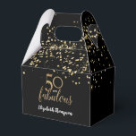 Caja Para Regalos 50 y fabuloso confetti de oro negro 50 cumpleaños<br><div class="desc">Presentamos nuestro "Gold, Black, and White Confetti 50 y Fabuloso 50th Birthday Favor Box" - una impresionante adición a cualquier celebración de cumpleaños. Inspirada en la elegancia del "dorado" cumpleaños, esta caja de favores presenta un sofisticado tema de confeti en oro, negro y blanco, añadiendo un toque de glamour a...</div>