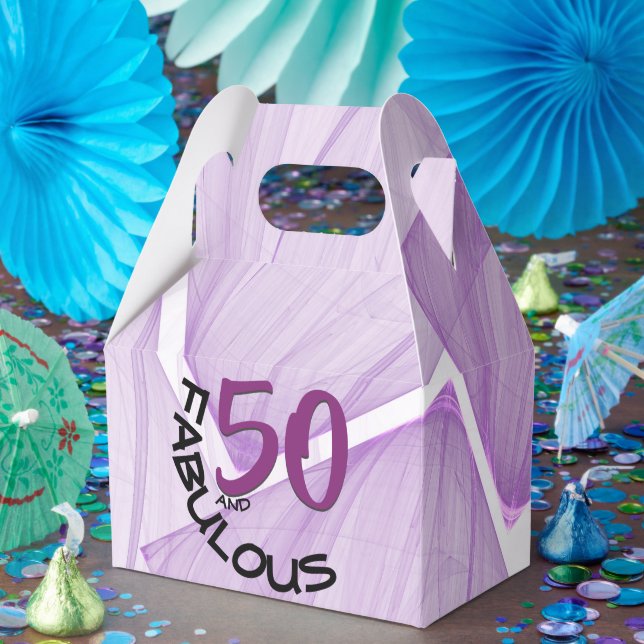 Caja Para Regalos 50 y fabuloso | Tema del cumpleaños morado y negro (Fiesta)
