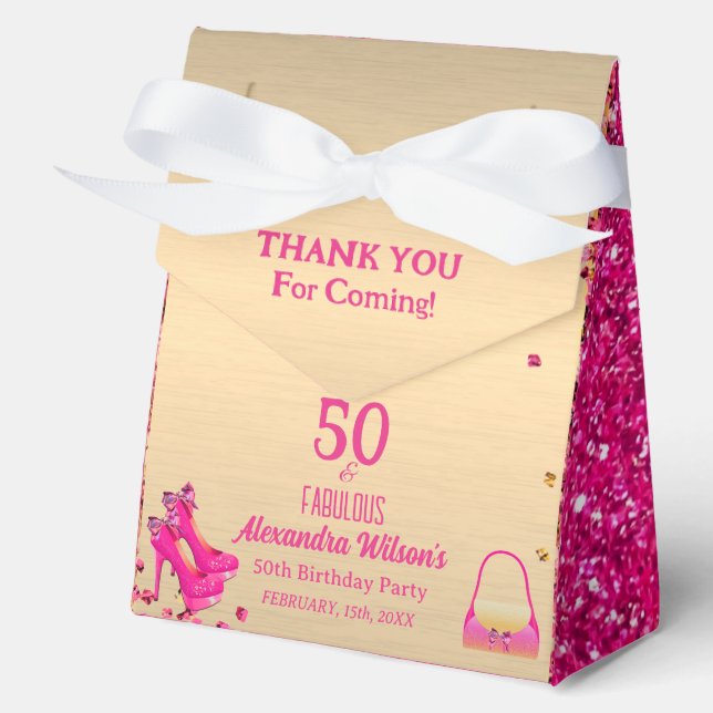 Caja Para Regalos 50 y fabulosos tacones altos oro Purpurina rosa ca (Anverso)