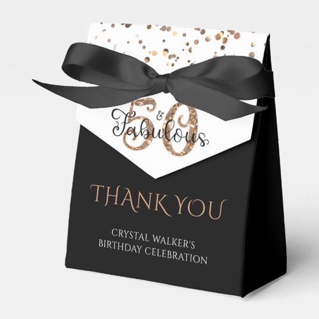 Caja Para Regalos 50 Y FABULOUS Elegante Oro Negro Gracias (Front Side)
