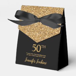 Caja Para Regalos 50th Birthday Black Gold Glitter Thank You